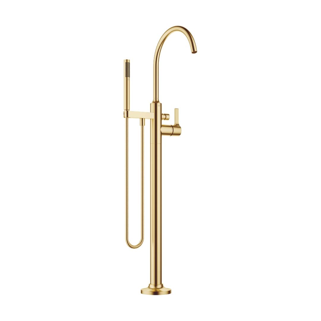 Dornbracht VAIA – Μπαταρία Λουτρού Δαπέδου – Single-lever bath mixer with stand pipe for free-standing assembly with hand shower set – Brushed Durabrass (23kt Gold) (25863809-28)