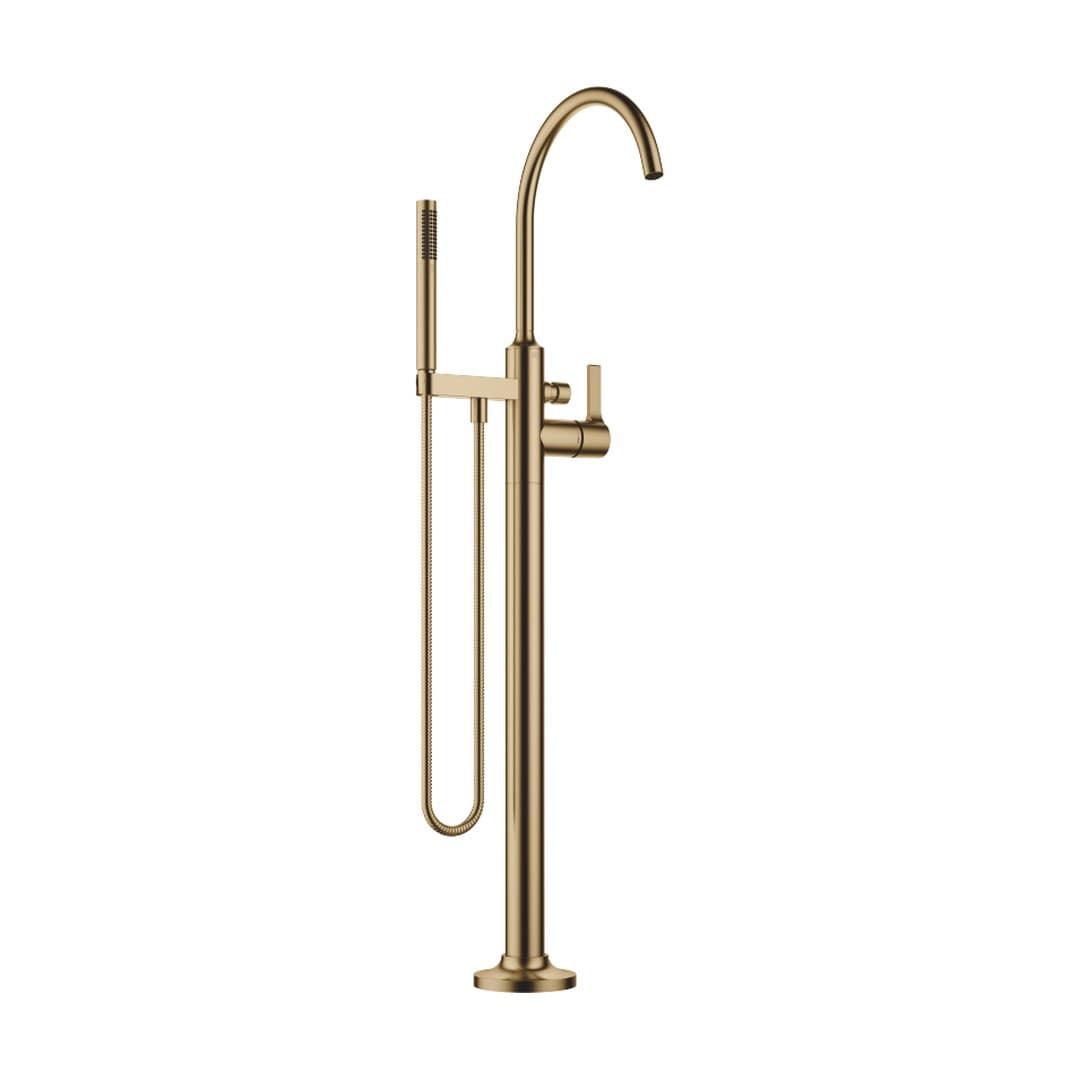 Dornbracht VAIA – Μπαταρία Λουτρού Δαπέδου – Single-lever bath mixer with stand pipe for free-standing assembly with hand shower set – Brushed Dark Brass (PVD) (25863809-39)
