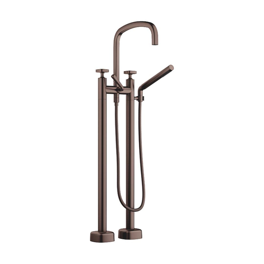 Dornbracht COYA – Μπαταρία Λουτρού Δαπέδου – Two-hole bath mixer for free-standing assembly with hand shower set – Brushed Dark Bronze (PVD) (25943404-43)
