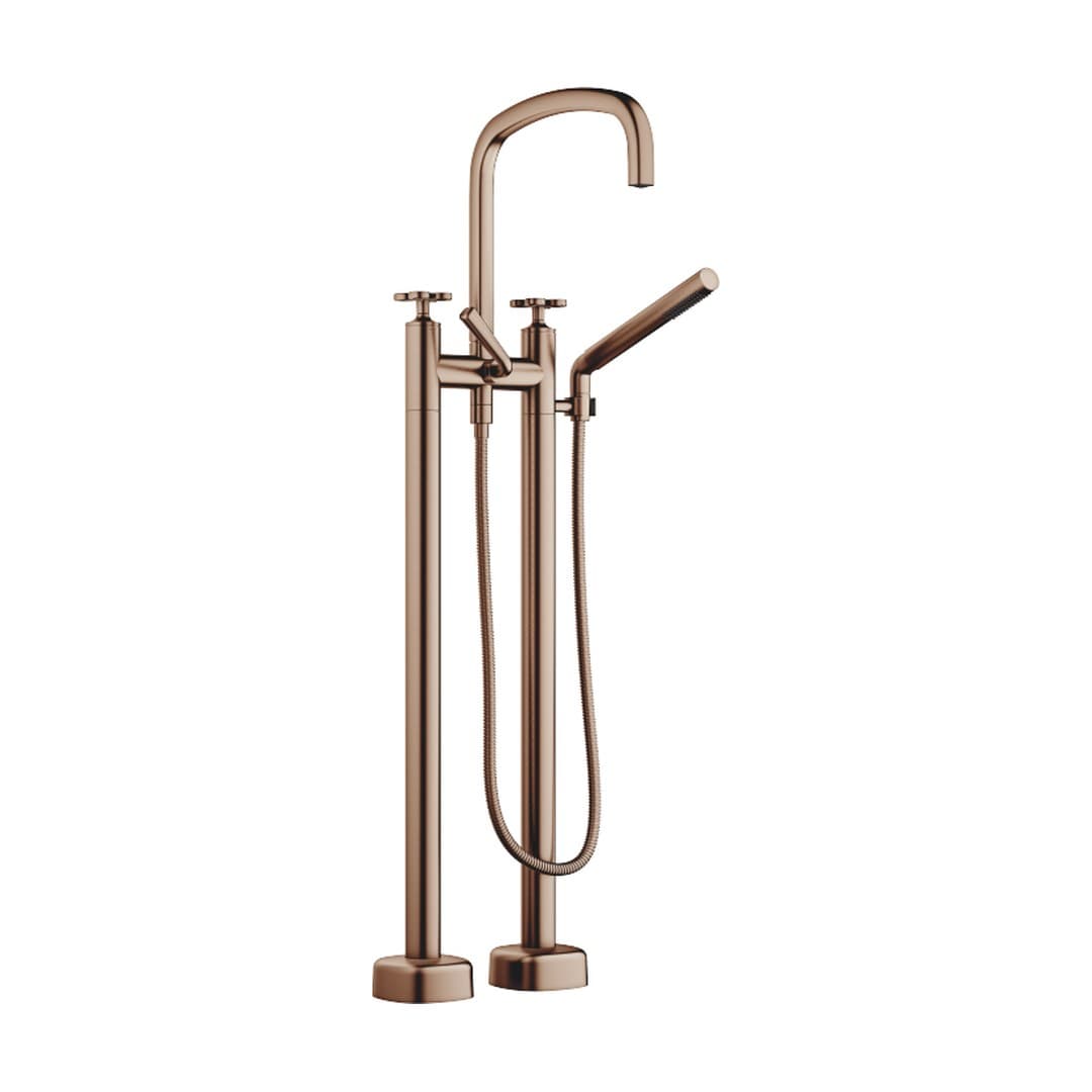 Dornbracht COYA – Μπαταρία Λουτρού Δαπέδου – Two-hole bath mixer for free-standing assembly with hand shower set – Brushed Bronze (PVD) (25943424-42)