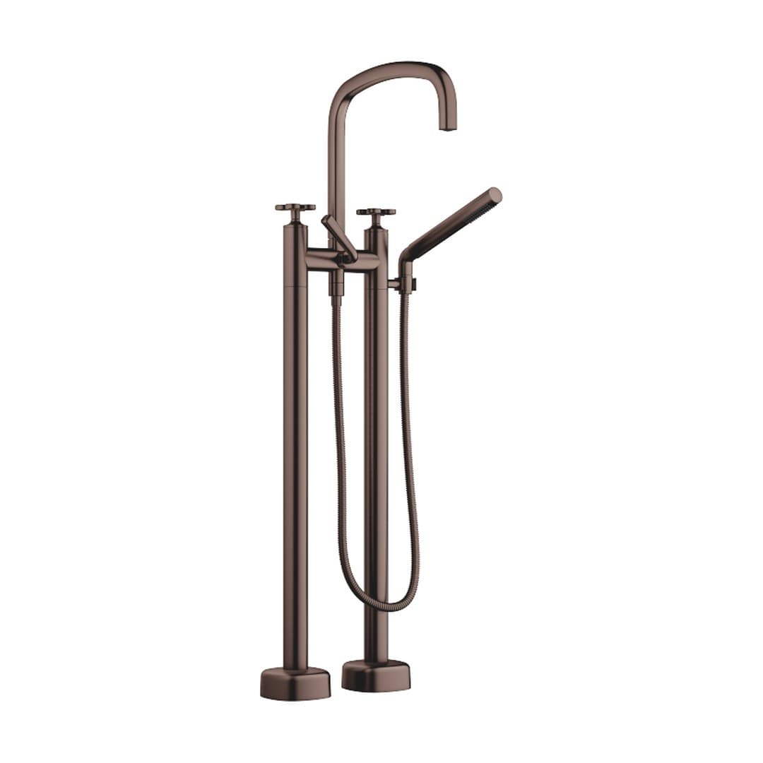 Dornbracht COYA – Μπαταρία Λουτρού Δαπέδου – Two-hole bath mixer for free-standing assembly with hand shower set – Brushed Dark Bronze (PVD) (25943424-43)