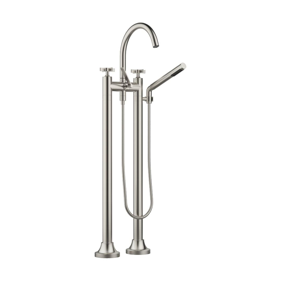 Dornbracht VAIA – Μπαταρία Λουτρού Δαπέδου – Two-hole bath mixer for free-standing assembly with hand shower set – Brushed Platinum (25943809-06)