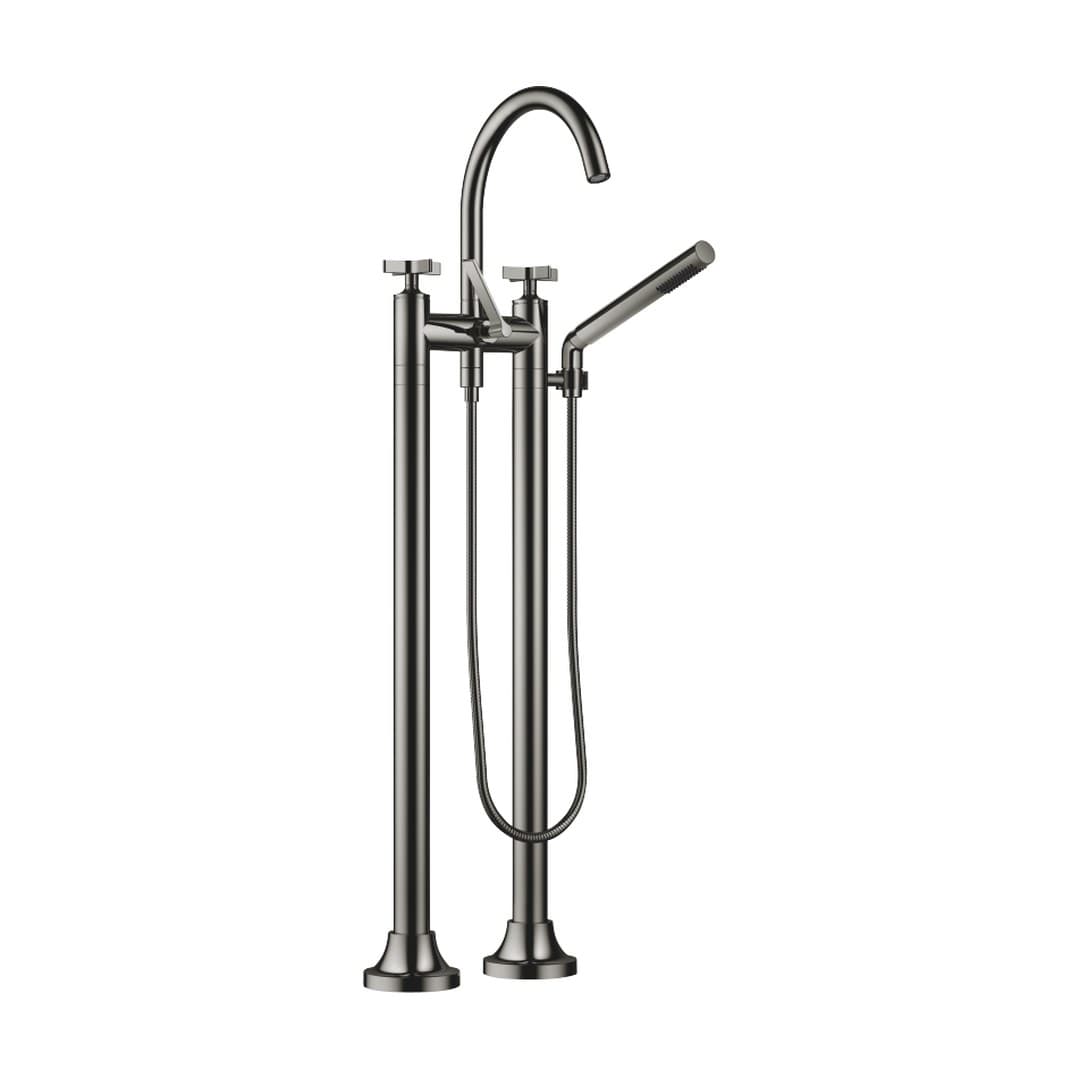 Dornbracht VAIA – Μπαταρία Λουτρού Δαπέδου – Two-hole bath mixer for free-standing assembly with hand shower set – Dark Chrome (25943809-19)