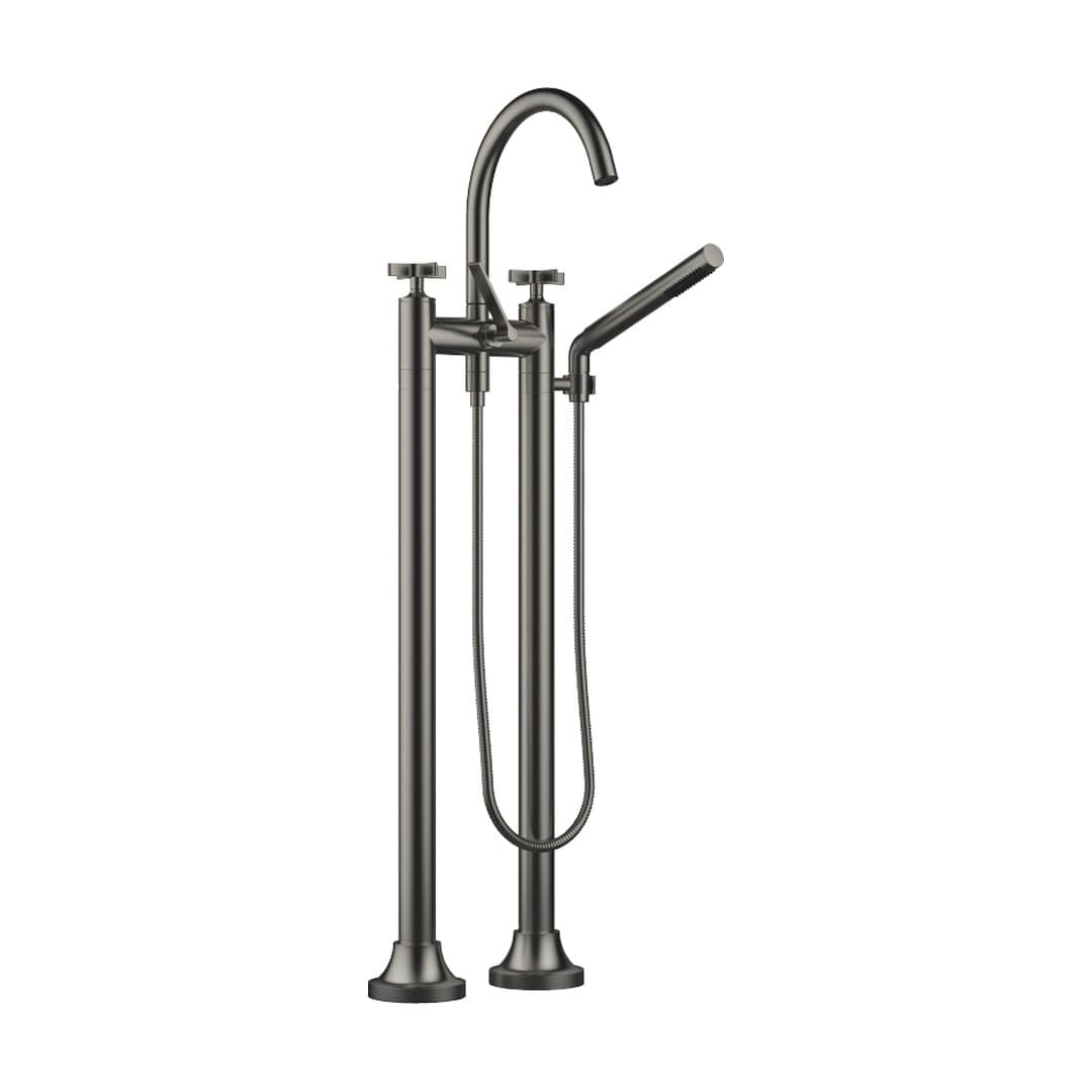 Dornbracht VAIA – Μπαταρία Λουτρού Δαπέδου – Two-hole bath mixer for free-standing assembly with hand shower set – Brushed Dark Platinum (25943809-99)