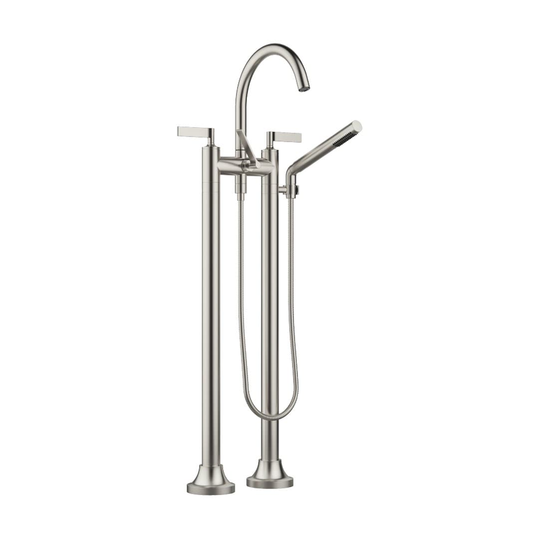 Dornbracht VAIA – Μπαταρία Λουτρού Δαπέδου – Two-hole bath mixer for free-standing assembly with hand shower set – Brushed Platinum (25943819-06)
