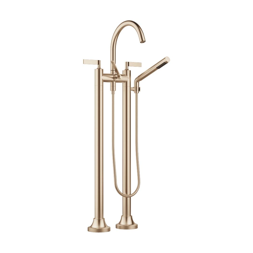 Dornbracht VAIA – Μπαταρία Λουτρού Δαπέδου – Two-hole bath mixer for free-standing assembly with hand shower set – Brushed Champagne (22kt Gold) (25943819-46)