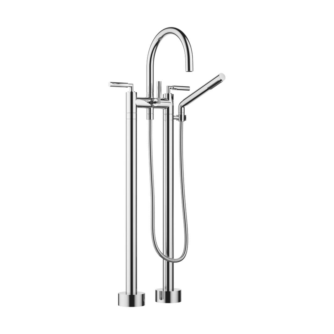 Dornbracht Tara – Μπαταρία Λουτρού Δαπέδου – Two-hole bath mixer for free-standing assembly with hand shower set – Chrome (25943882-00)