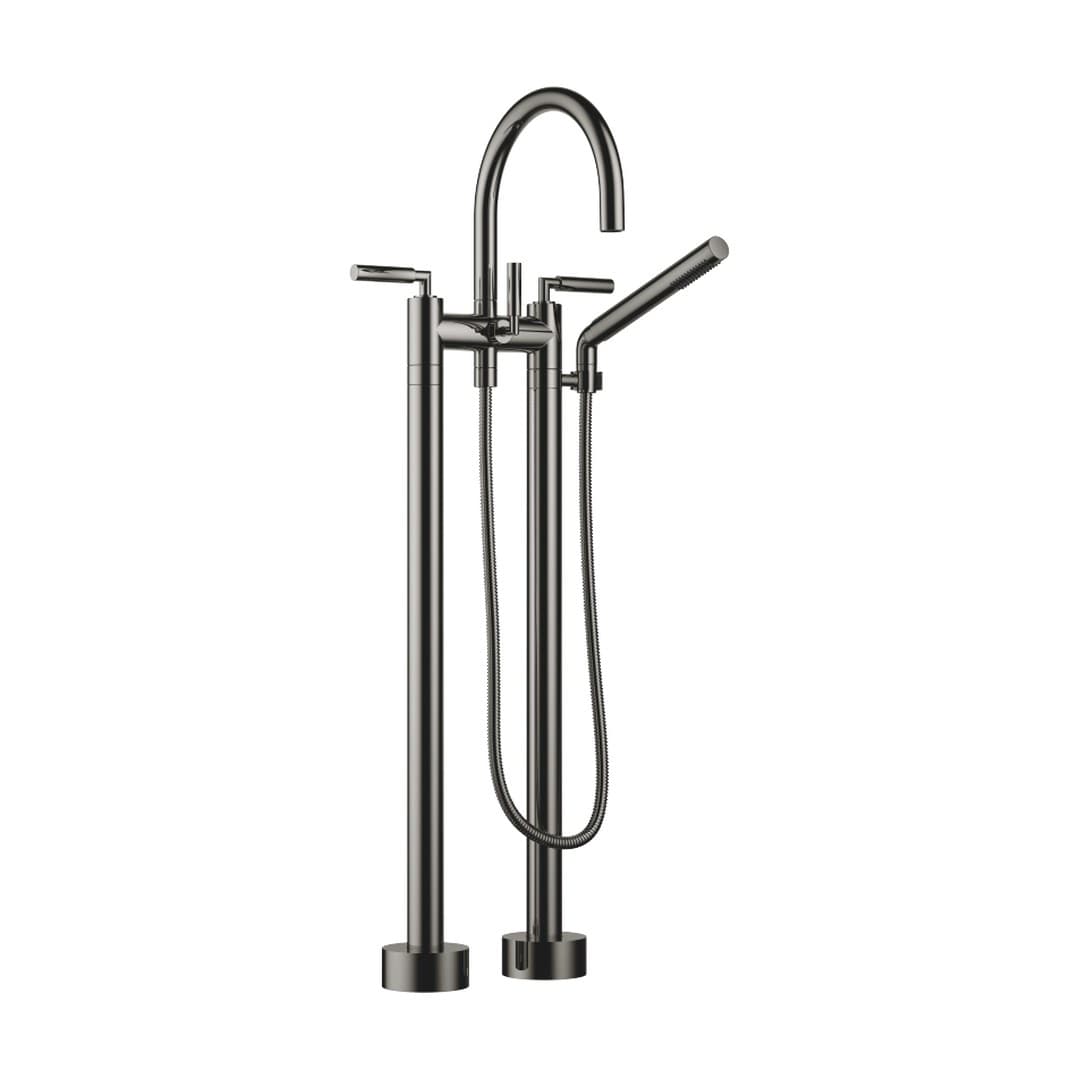 Dornbracht Tara – Μπαταρία Λουτρού Δαπέδου – Two-hole bath mixer for free-standing assembly with hand shower set – Dark Chrome (25943882-19)