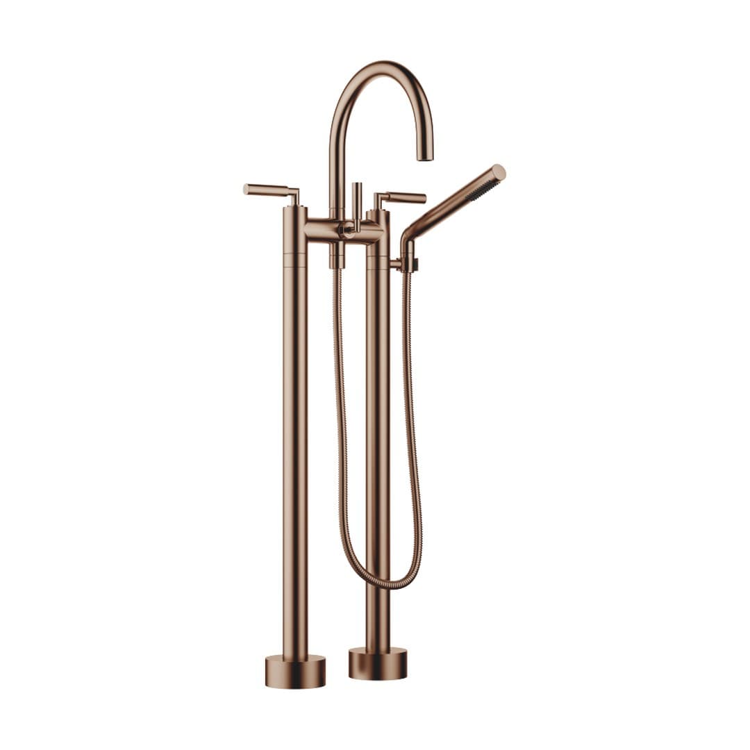 Dornbracht Tara – Μπαταρία Λουτρού Δαπέδου – Two-hole bath mixer for free-standing assembly with hand shower set – Brushed Bronze (PVD) (25943882-42)