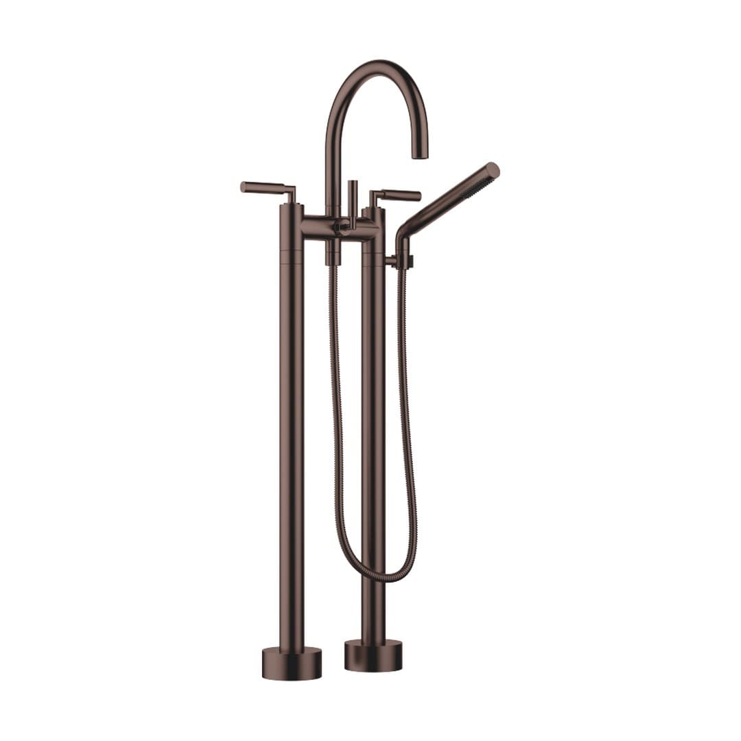 Dornbracht Tara – Μπαταρία Λουτρού Δαπέδου – Two-hole bath mixer for free-standing assembly with hand shower set – Brushed Dark Bronze (PVD) (25943882-43)