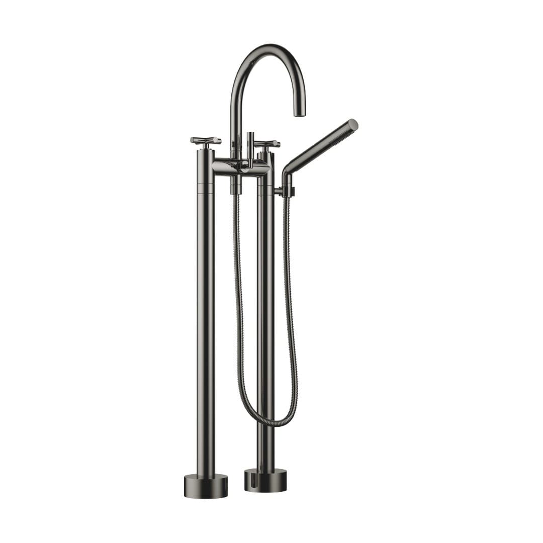 Dornbracht Tara – Μπαταρία Λουτρού Δαπέδου – Two-hole bath mixer for free-standing assembly with hand shower set – Dark Chrome (25943892-19)