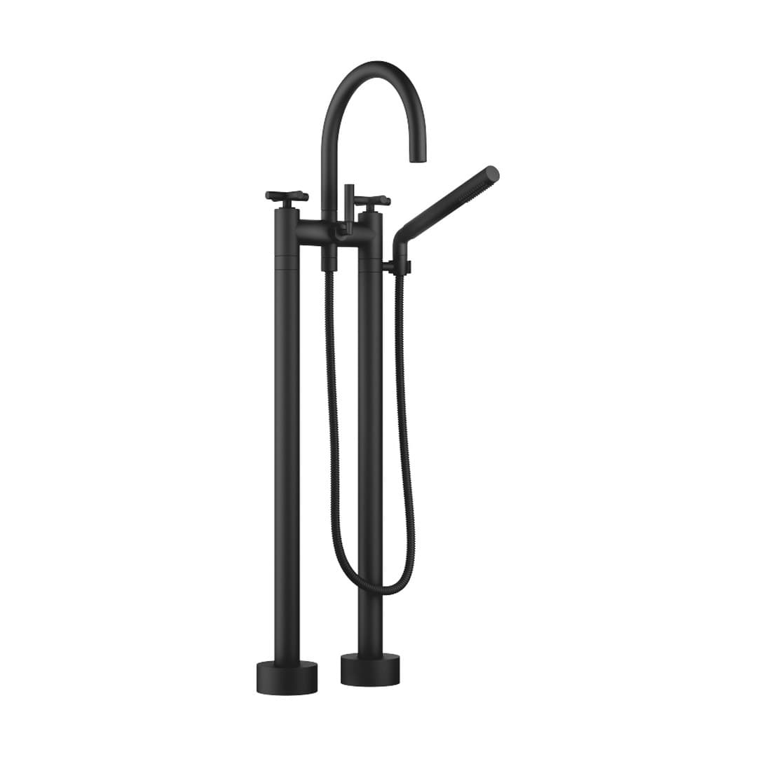 Dornbracht Tara – Μπαταρία Λουτρού Δαπέδου – Two-hole bath mixer for free-standing assembly with hand shower set – Matte Black (25943892-33)