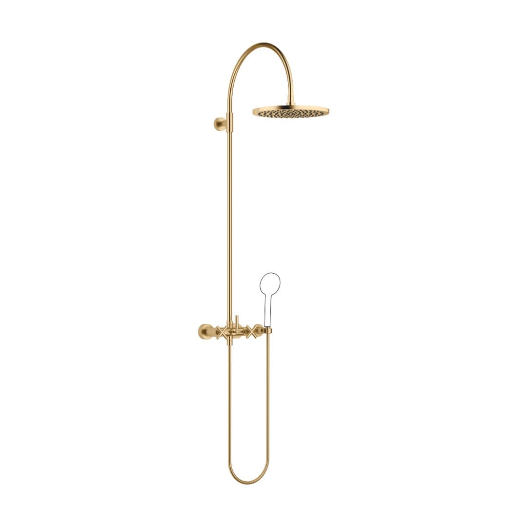 Dornbracht Tara – Σύστημα Ντους – Showerpipe with shower mixer without hand shower 300 mm – Brushed Durabrass (23kt Gold) (26622892-28)