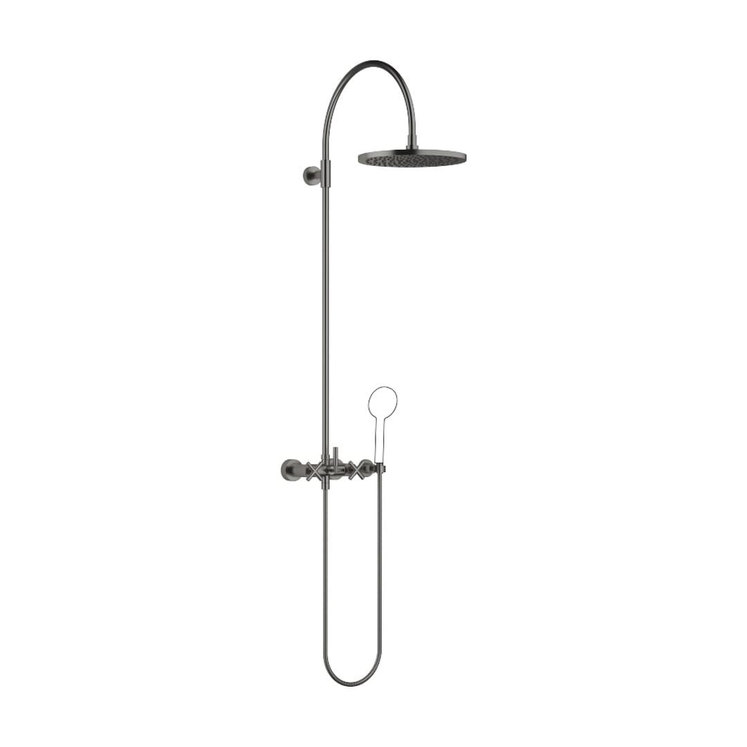 Dornbracht Tara – Σύστημα Ντους – Showerpipe with shower mixer without hand shower 300 mm – Brushed Dark Platinum (26622892-99)
