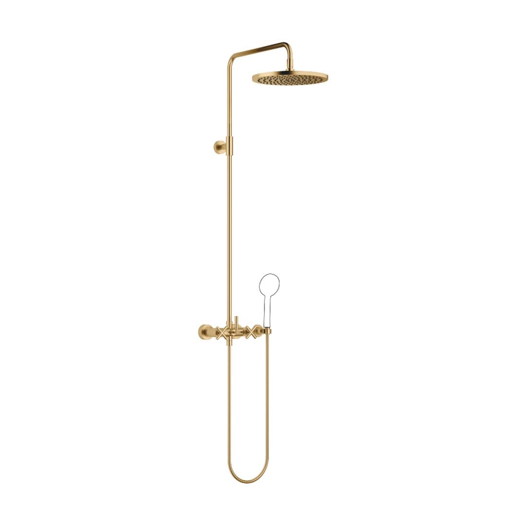 Dornbracht Tara – Σύστημα Ντους – Showerpipe with shower mixer without hand shower 300 mm – Brushed Durabrass (23kt Gold) (26623892-28)