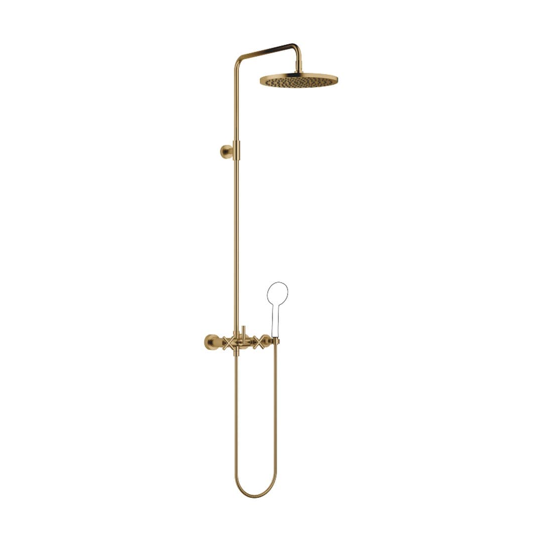 Dornbracht Tara – Σύστημα Ντους – Showerpipe with shower mixer without hand shower 300 mm – Brushed Dark Brass (PVD) (26623892-39)