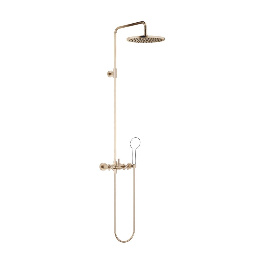 Dornbracht Tara – Σύστημα Ντους – Showerpipe with shower mixer without hand shower 300 mm – Brushed Champagne (22kt Gold) (26623892-46)