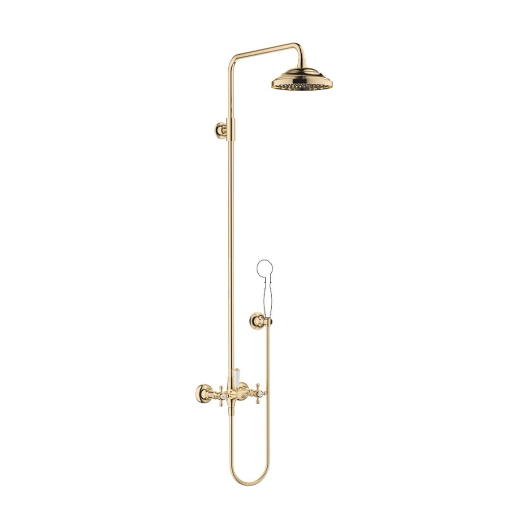 Dornbracht Madison – Σύστημα Ντους – Showerpipe with shower mixer without hand shower 200 mm – Durabrass (23kt Gold) (26632360-09)