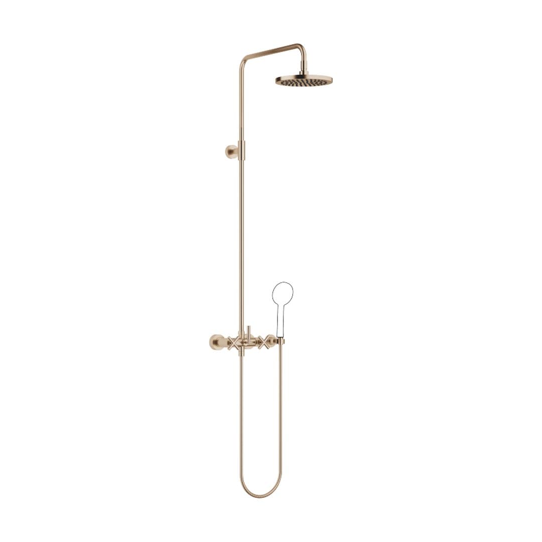 Dornbracht Tara – Σύστημα Ντους – Showerpipe without hand shower FlowReduce 220 mm – Brushed Champagne (22kt Gold) (26633892-46)