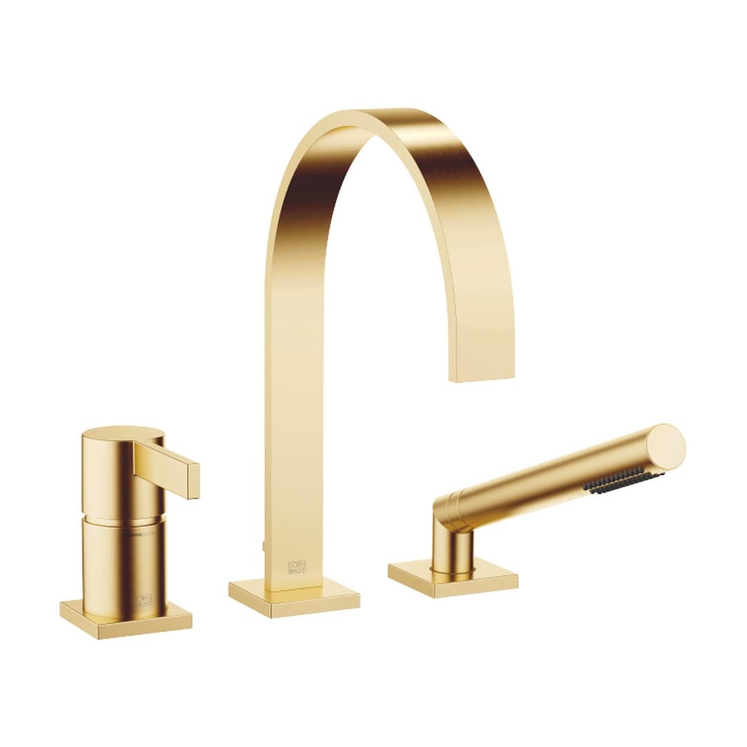 Dornbracht MEM – Μπαταρία Λουτρού Πάγκου – Three-hole single-lever bath mixer for bath rim or tile edge installation – Brushed Durabrass (23kt Gold) (27412782-28)
