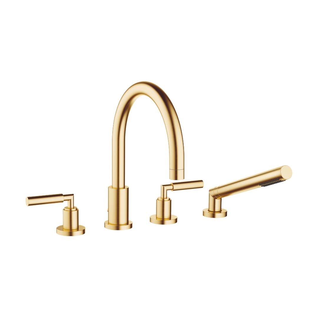 Dornbracht Tara – Μπαταρία Λουτρού Πάγκου – Bath shower set for bath rim or tile edge installation – Brushed Durabrass (23kt Gold) (27512882-28)