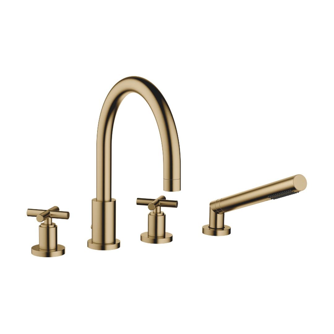 Dornbracht Tara – Μπαταρία Λουτρού Πάγκου – Bath shower set for bath rim or tile edge installation – Brushed Dark Brass (PVD) (27512892-39)