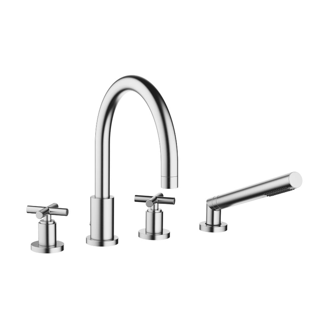 Dornbracht Tara – Μπαταρία Λουτρού Πάγκου – Bath shower set for bath rim or tile edge installation – Brushed Chrome (27512892-93)
