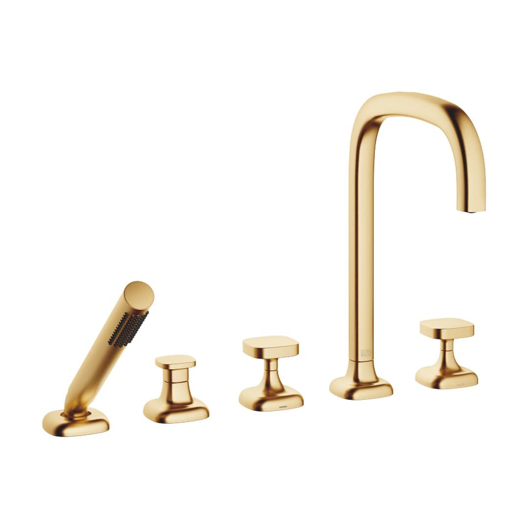 Dornbracht COYA – Μπαταρία Λουτρού Πάγκου – Five-hole bath mixer for deck mounting with diverter – Brushed Durabrass (23kt Gold) (27522404-28)