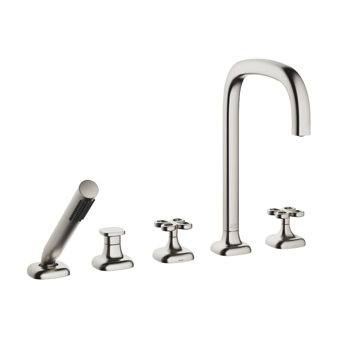 Dornbracht COYA – Μπαταρία Λουτρού Πάγκου – Five-hole bath mixer for deck mounting with diverter – Brushed Platinum (27522424-06)