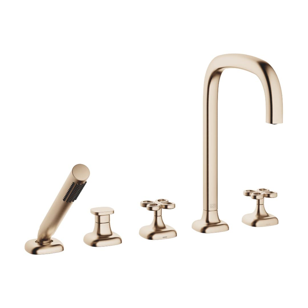 Dornbracht COYA – Μπαταρία Λουτρού Πάγκου – Five-hole bath mixer for deck mounting with diverter – Brushed Champagne (22kt Gold) (27522424-46)