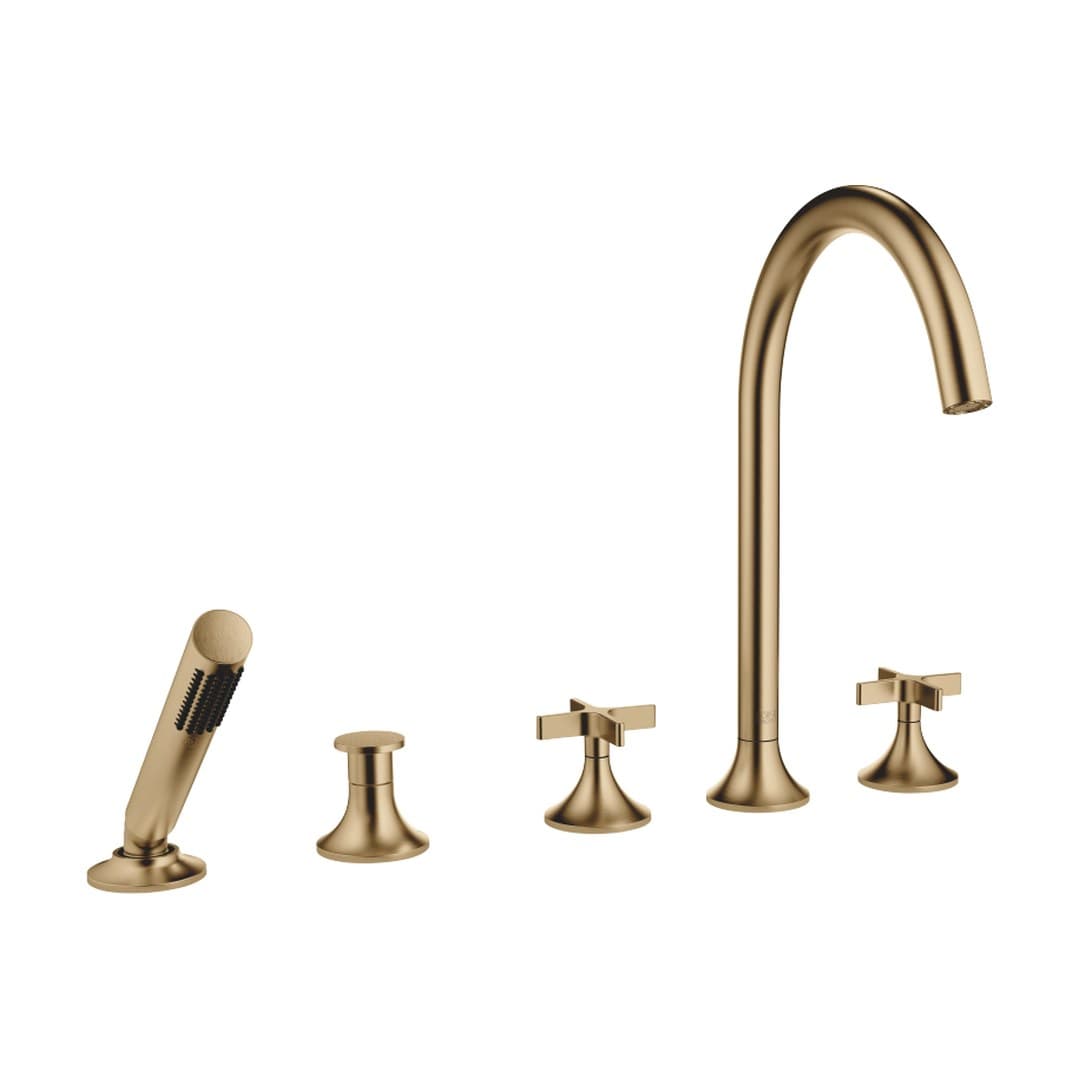 Dornbracht VAIA – Μπαταρία Λουτρού Πάγκου – Five-hole bath mixer for deck mounting with diverter – Brushed Dark Brass (PVD) (27522809-39)