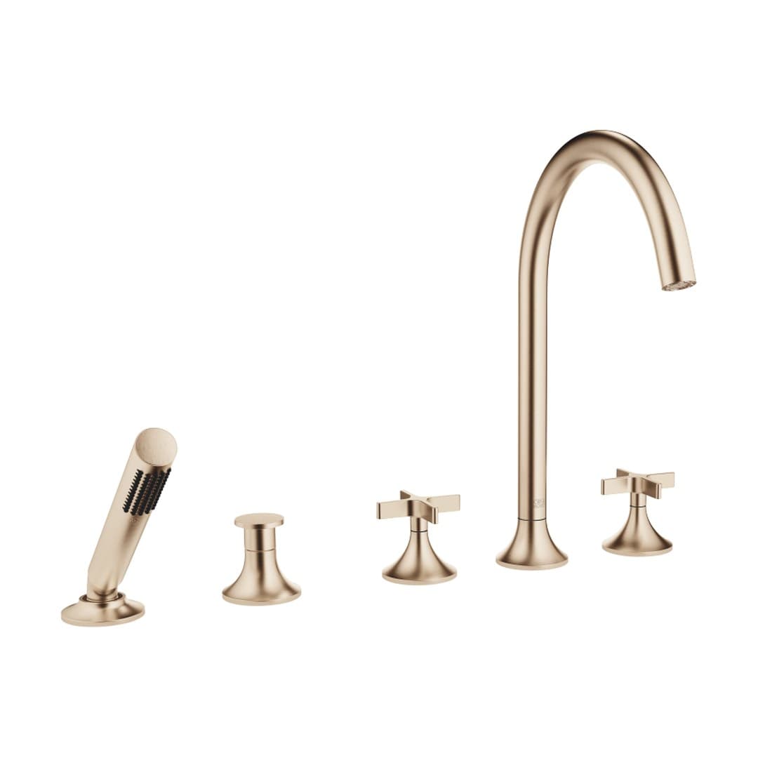 Dornbracht VAIA – Μπαταρία Λουτρού Πάγκου – Five-hole bath mixer for deck mounting with diverter – Brushed Champagne (22kt Gold) (27522809-46)