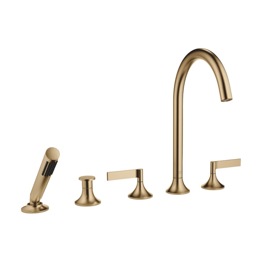 Dornbracht VAIA – Μπαταρία Λουτρού Πάγκου – Five-hole bath mixer for deck mounting with diverter – Brushed Dark Brass (PVD) (27522819-39)