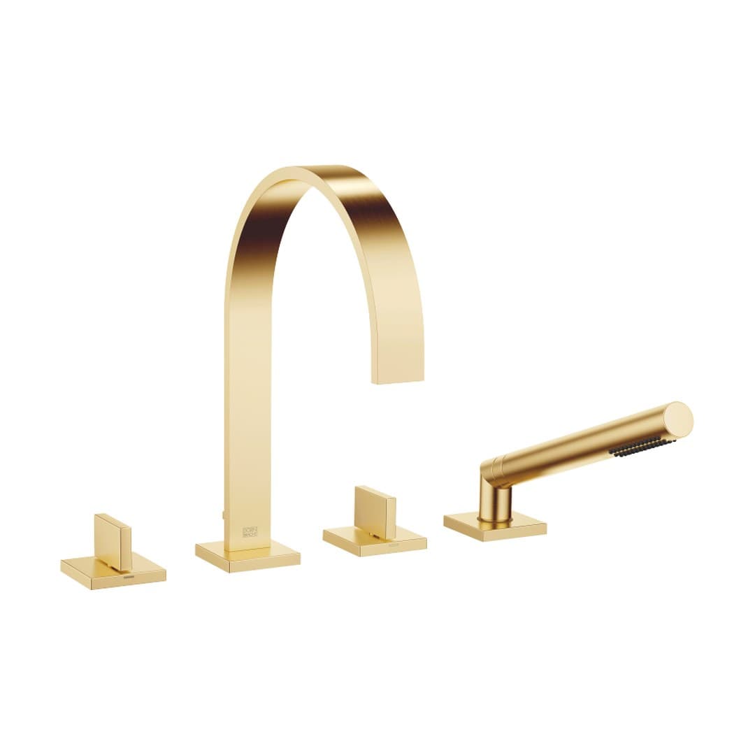 Dornbracht MEM – Μπαταρία Λουτρού Πάγκου – Bath shower set for bath rim or tile edge installation – Brushed Durabrass (23kt Gold) (27532782-28)