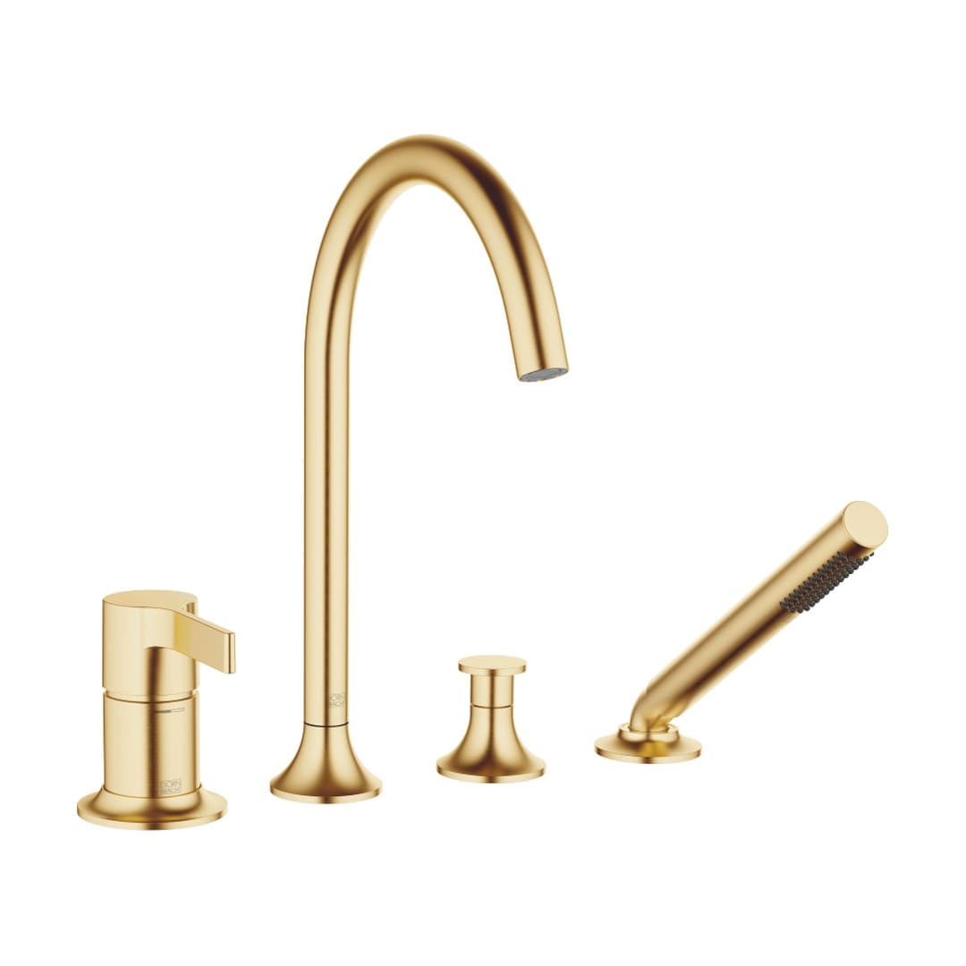 Dornbracht VAIA – Μπαταρία Λουτρού Πάγκου – Bath shower set for bath rim or tile edge installation – Brushed Durabrass (23kt Gold) (27632809-28)