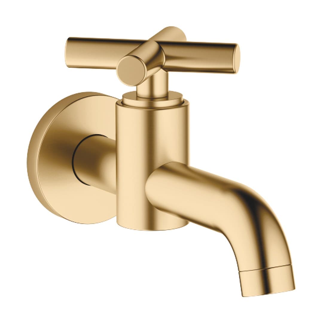 Dornbracht Tara – Μπαταρία Νιπτήρα Τοίχου – Wall-mounted valve cold water without pop-up waste – Brushed Durabrass (23kt Gold) (30010892-28)