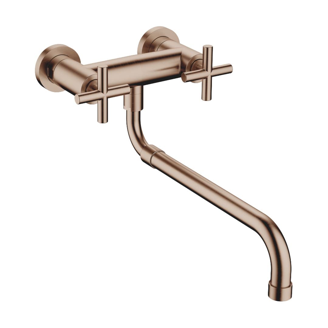 Dornbracht Tara – Μπαταρία Κουζίνας – Wall-mounted bridge mixer with extending spout – Brushed Bronze (PVD) (31151892-42)