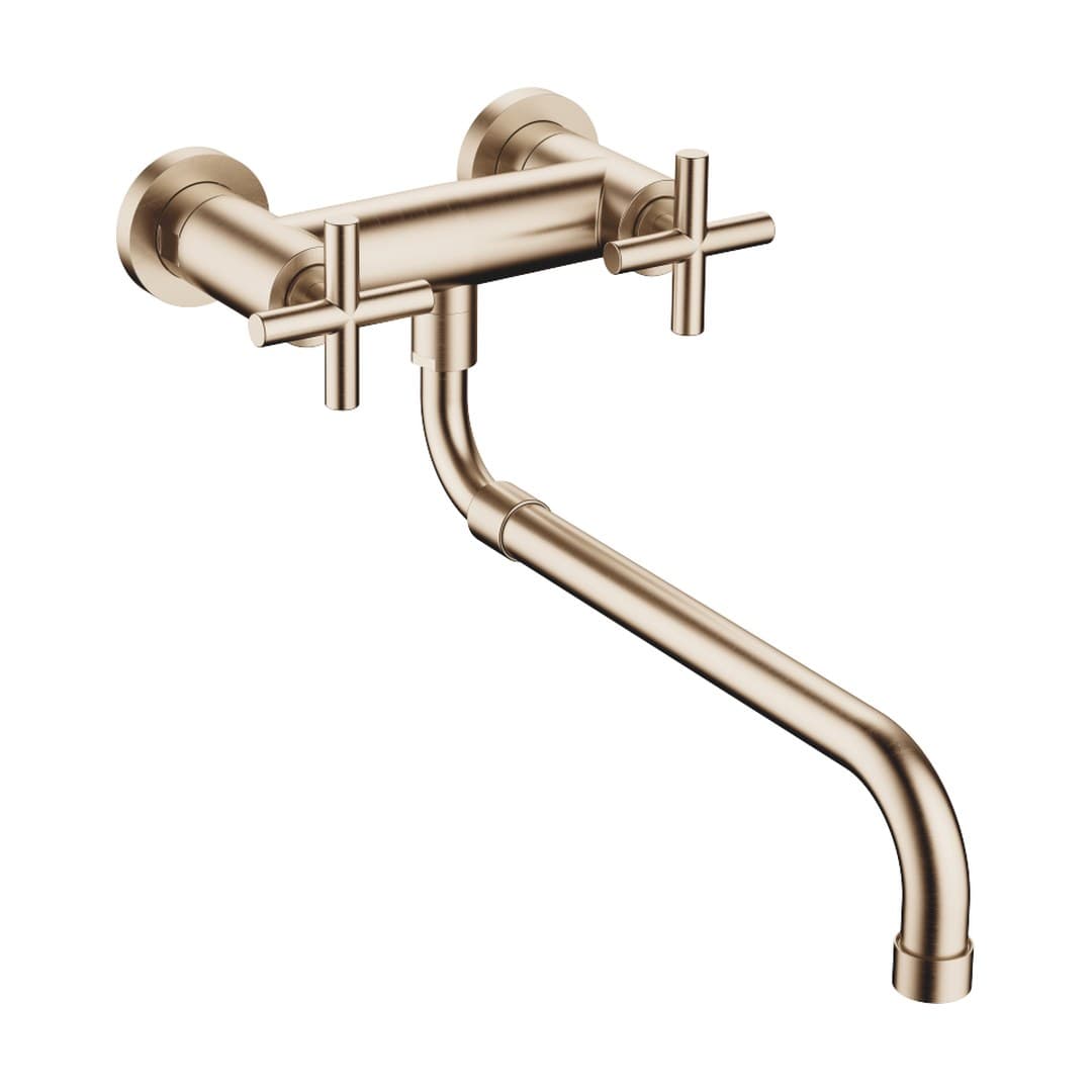 Dornbracht Tara – Μπαταρία Κουζίνας – Wall-mounted bridge mixer with extending spout – Brushed Champagne (22kt Gold) (31151892-46)