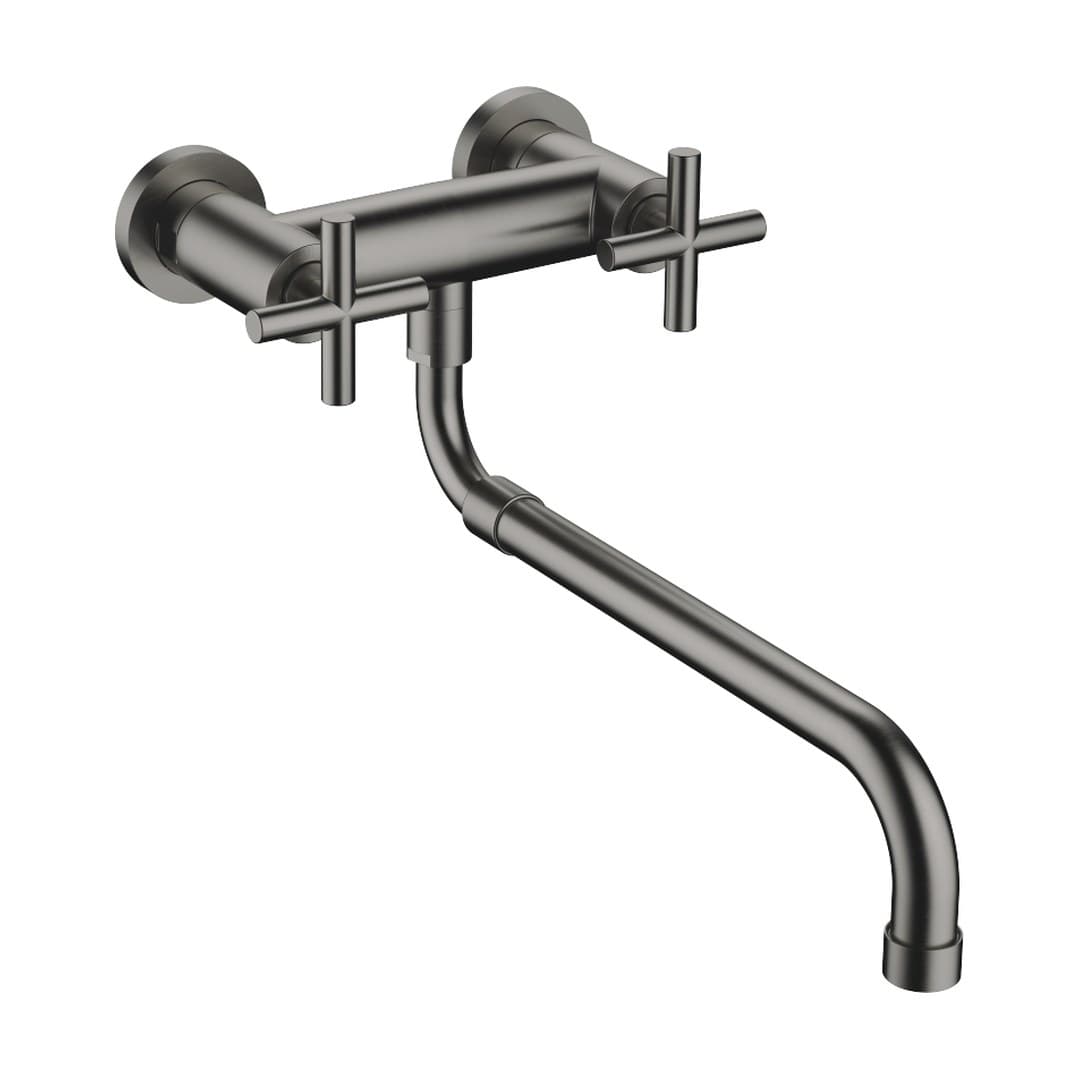 Dornbracht Tara – Μπαταρία Κουζίνας – Wall-mounted bridge mixer with extending spout – Brushed Dark Platinum (31151892-99)