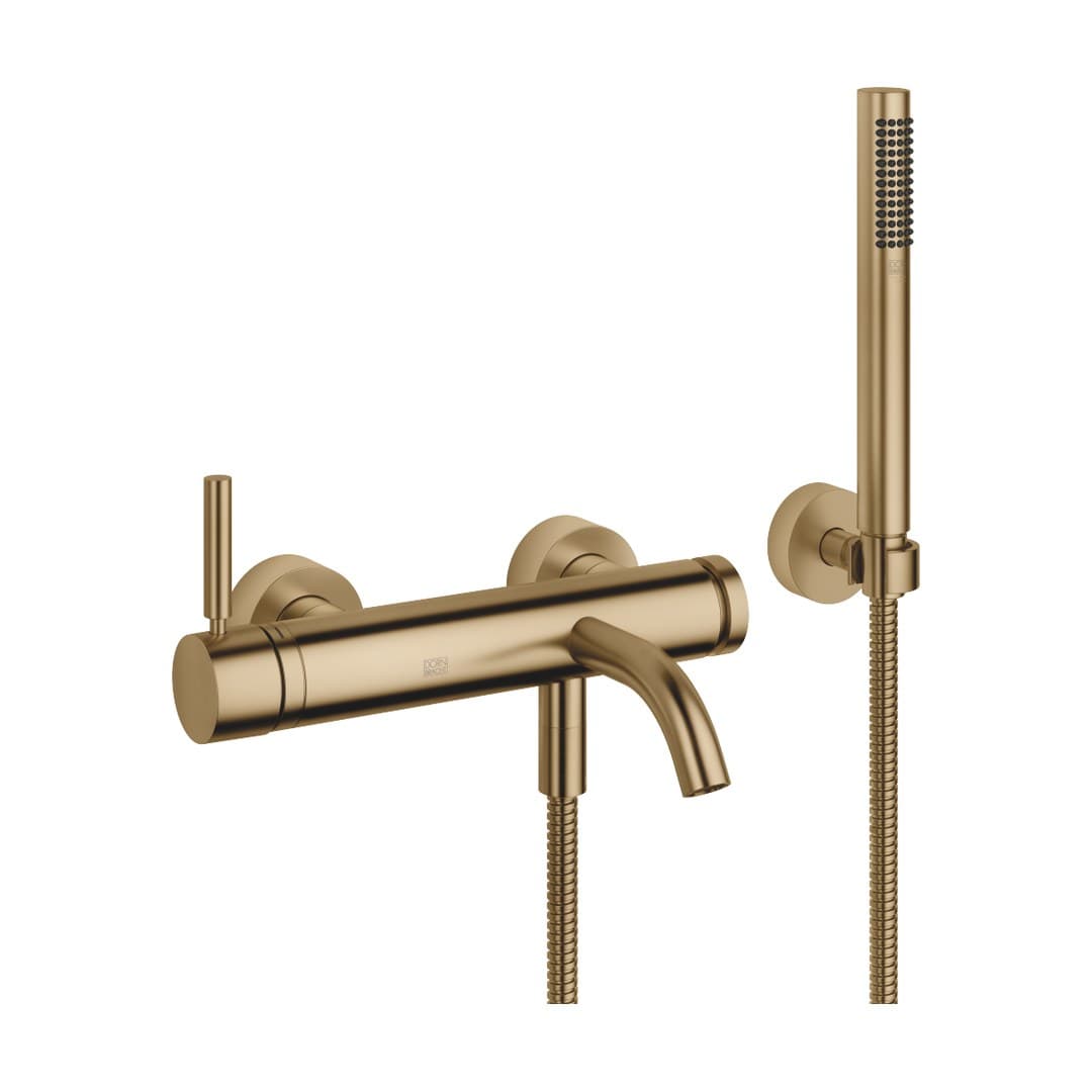 Dornbracht Meta – Μπαταρία Λουτρού Τοίχου – Single-lever bath mixer for wall mounting with hand shower set – Brushed Dark Brass (PVD) (33233660-39)