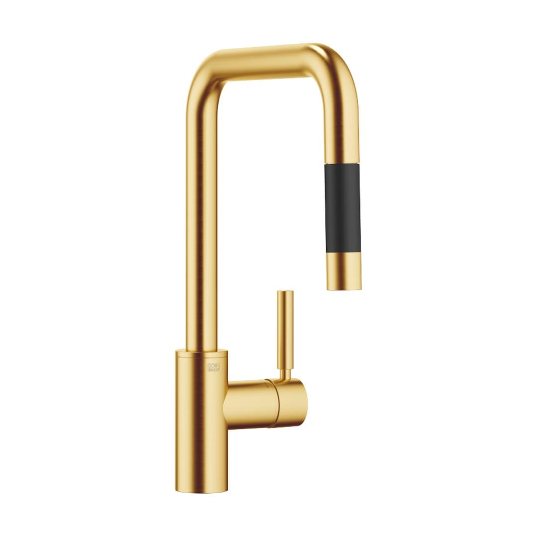 Dornbracht Meta Square – Μπαταρία Κουζίνας – Single-lever mixer Pull-down with spray function – Brushed Durabrass (23kt Gold) (33870861-28)