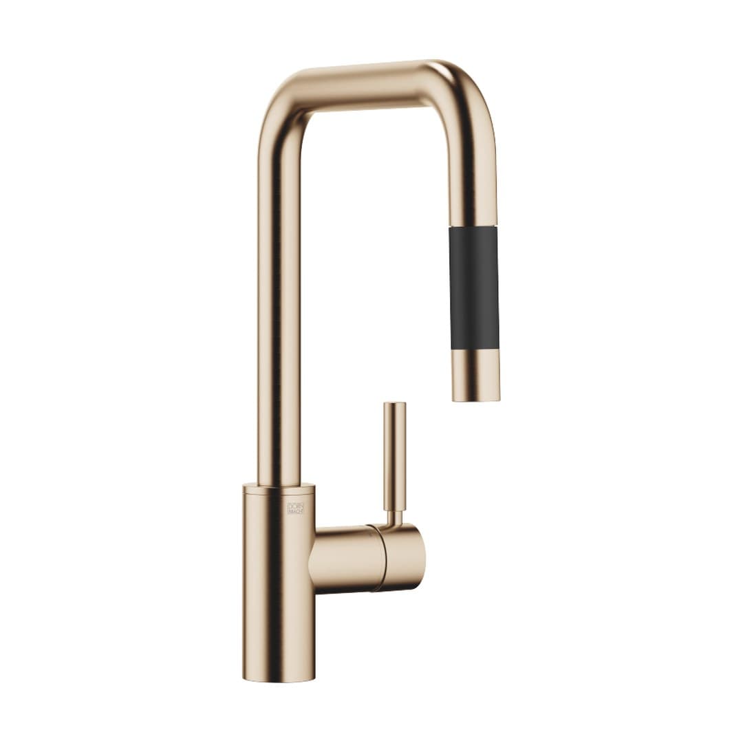 Dornbracht Meta Square – Μπαταρία Κουζίνας – Single-lever mixer Pull-down with spray function – Brushed Champagne (22kt Gold) (33870861-46)