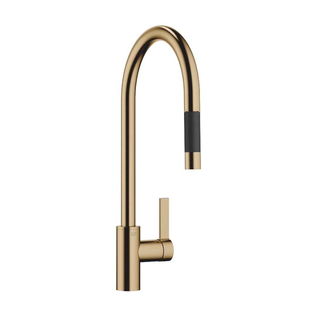 Dornbracht Tara Ultra – Μπαταρία Κουζίνας – Single-lever mixer Pull-down with spray function – Brushed Dark Brass (PVD) (33870875-39)