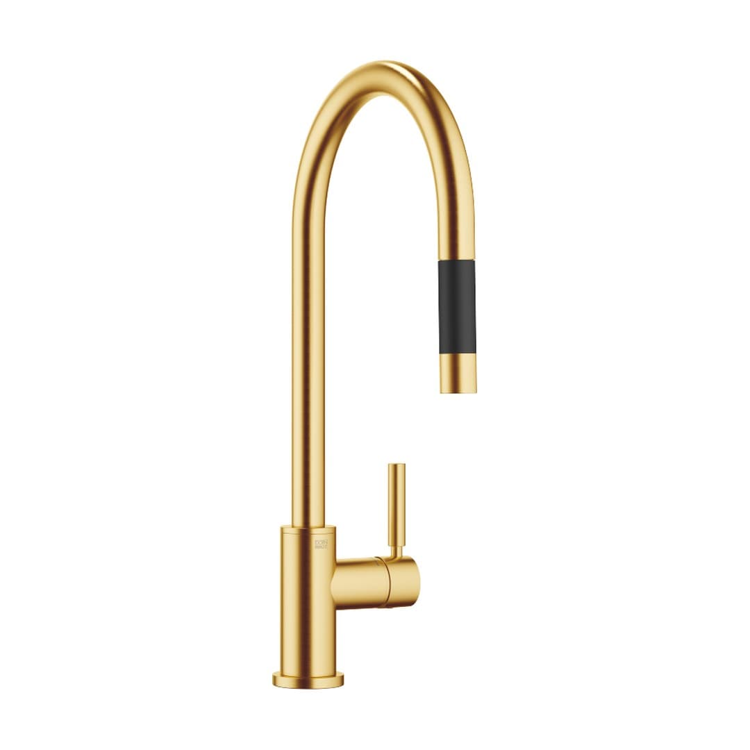 Dornbracht Tara – Μπαταρία Κουζίνας – Single-lever mixer Pull-down with spray function – Brushed Durabrass (23kt Gold) (33870888-28)