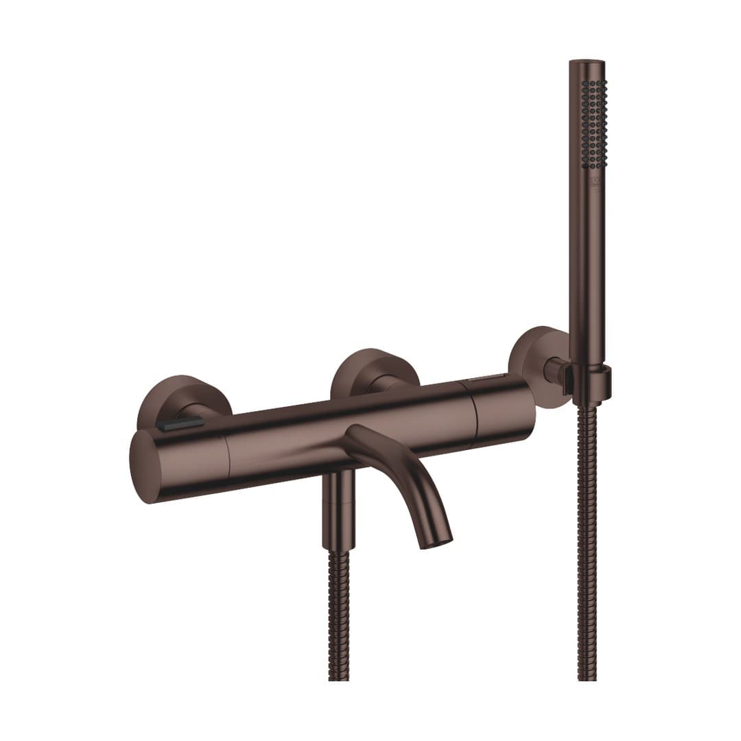 Dornbracht Meta – Μπαταρία Λουτρού Τοίχου – Bath thermostat for wall mounting with hand shower set – Brushed Dark Bronze (PVD) (34234979-43)
