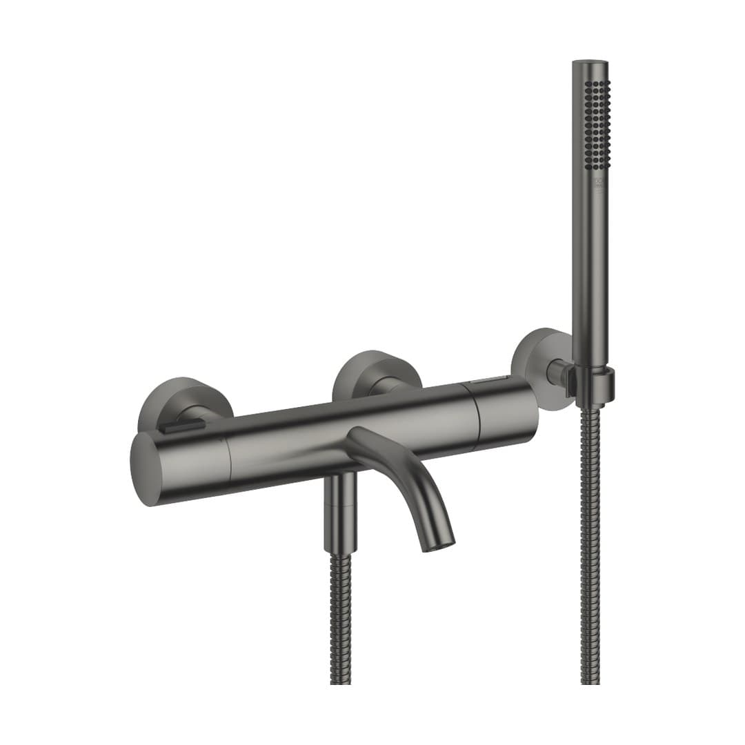 Dornbracht Meta – Μπαταρία Λουτρού Τοίχου – Bath thermostat for wall mounting with hand shower set – Brushed Dark Platinum (34234979-99)