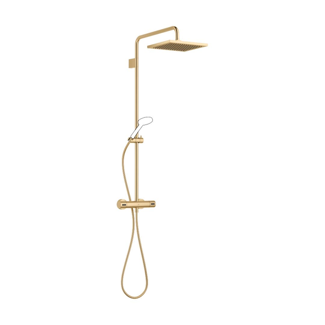 Dornbracht – Σύστημα Ντους – Showerpipe with shower thermostat without hand shower FlowReduce – Brushed Durabrass (23kt Gold) (34458980-28)