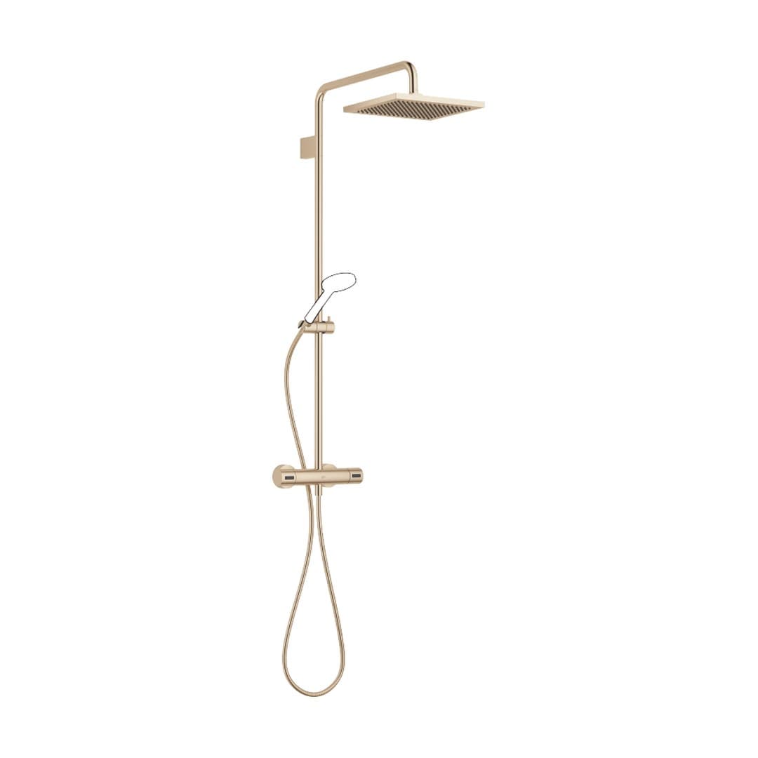 Dornbracht – Σύστημα Ντους – Showerpipe with shower thermostat without hand shower FlowReduce – Brushed Champagne (22kt Gold) (34458980-46)