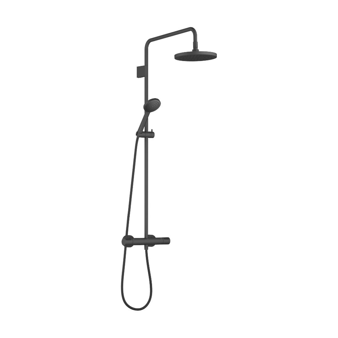 Dornbracht – Σύστημα Ντους – Showerpipe with shower thermostat with hand shower set FlowReduce 220 mm – Soft Black (34463832-69)
