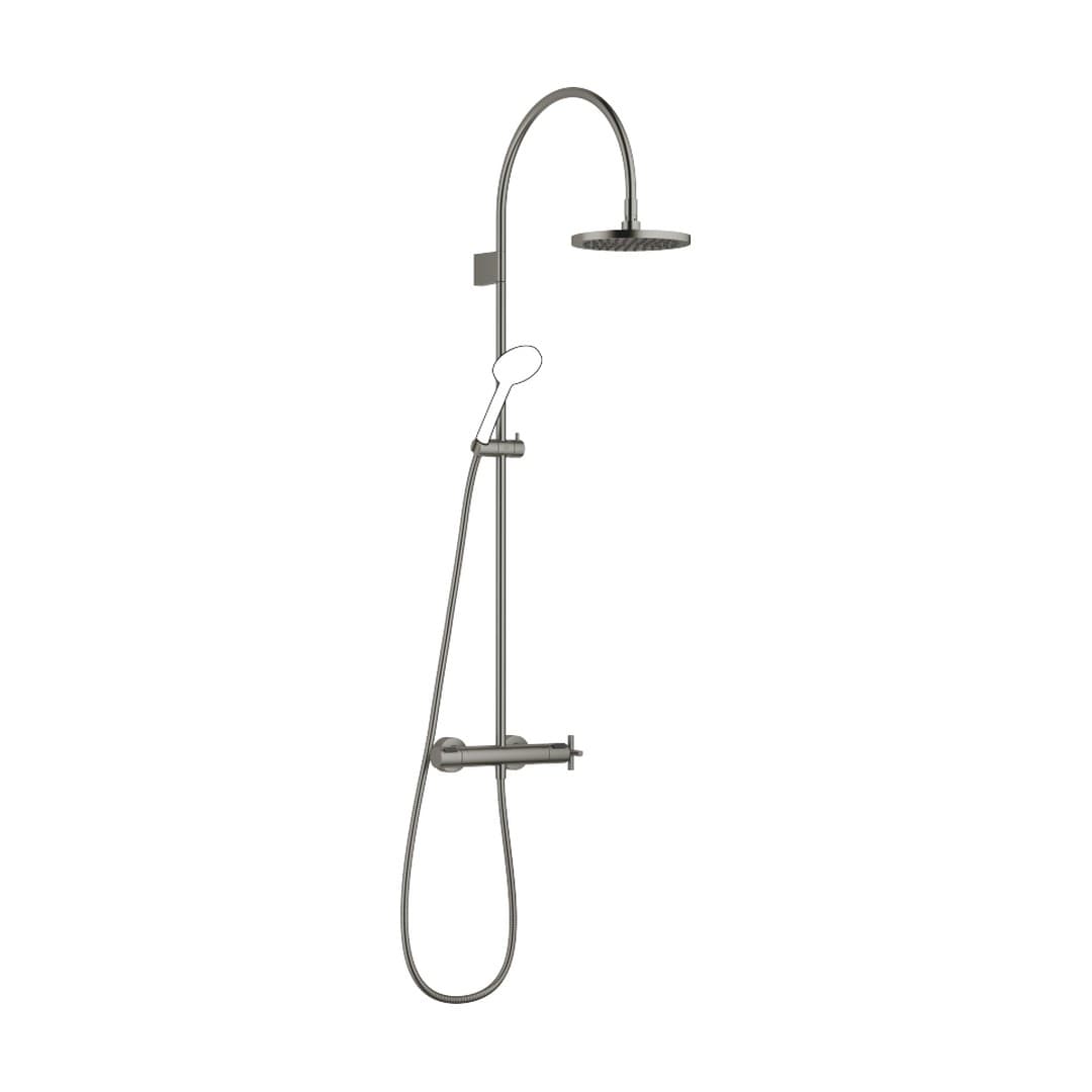 Dornbracht Tara – Σύστημα Ντους – Showerpipe with shower thermostat without hand shower FlowReduce 220 mm – Brushed Dark Platinum (34463892-99)